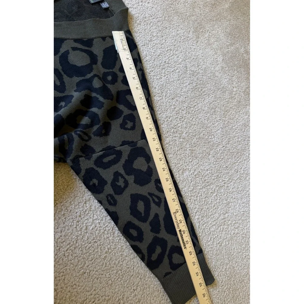 Shannon Passero Cardigan Sweater Leopard Print Olive‎ Green Black One size